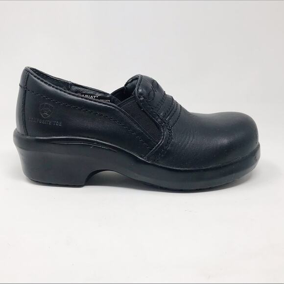 Ariat Black Leather Professional Slip On Work Clogs Shoes composite toe womens 6 - Picture 1 of 16
